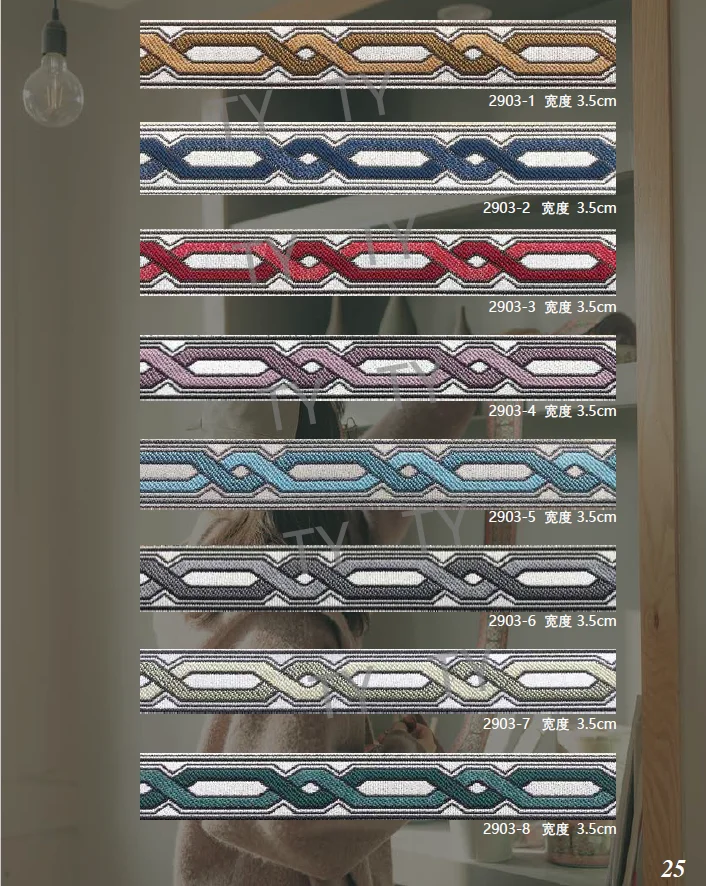 

NO7 3.5CM 25m 28Classic Court Luxury Vintga Wine Costume Curtain Laciness Lace Embroidery National Jacquard Ribbon Woven Webbing