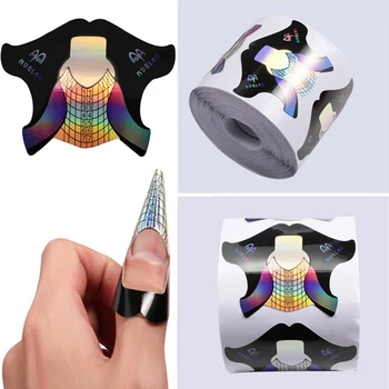 

100 pcs / pack Square/Rhombus/Stiletto Shape Self Adhesive Nail Form Stickers for Gel Acrylic Nail Tips Extension Acrylic Curve