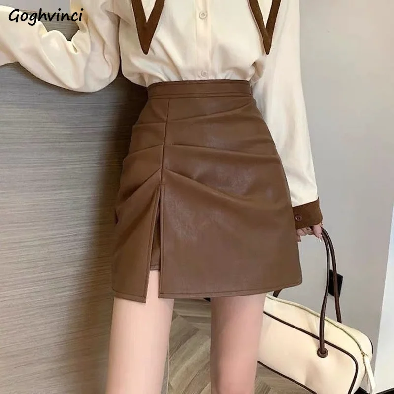 

High Waisted Skirts Women Fall Retro Ulzzang Slim All-match Faldas Friends Office Lady Clothing Simple Pure Party Mini Bottom