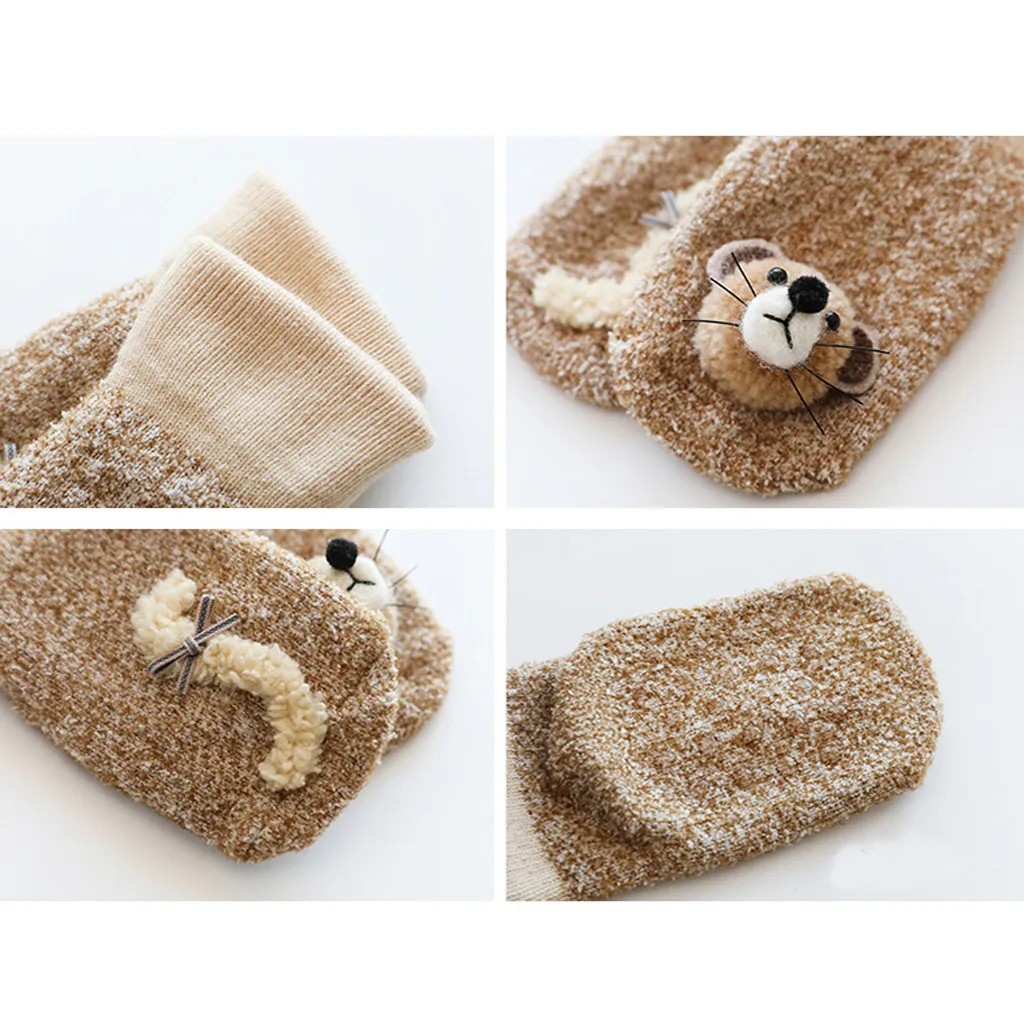 Newborn baby Socks Toddler baby Boys Girls Cartoon Animal Anti-Slip Knitted Warm Socks winter baby non slip socks kids носки