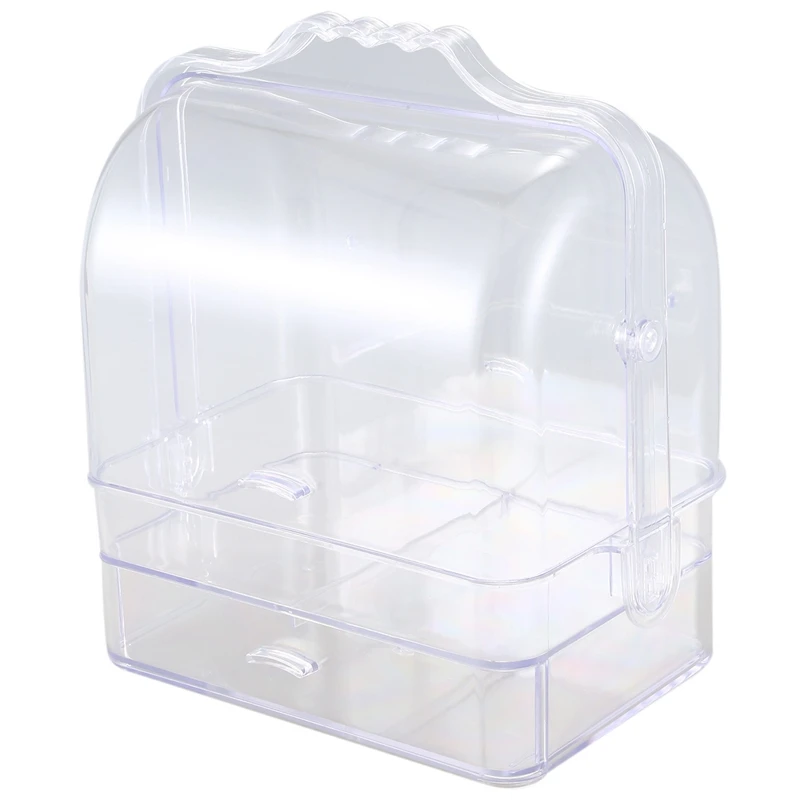  Acrylic Makeup Organizer Clear Cosmetic Jewelry Storage Box Double Open Cover Women Cosmetic Storag