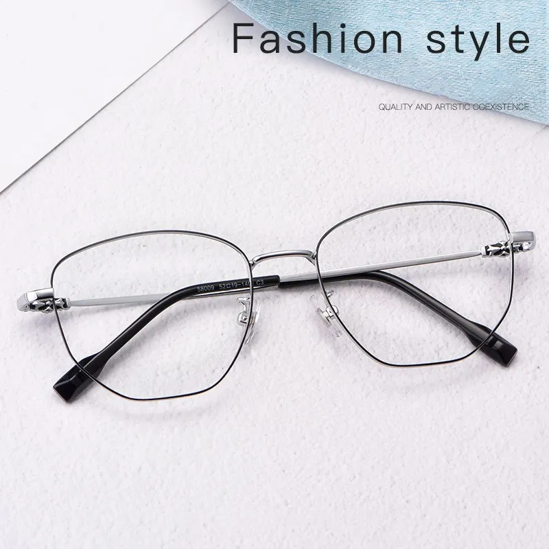 

Pure Titanium Ultralight Glasses Frame Men And Women Retro Polygon Anti Blue Light Goggles Computer Glasses Optical Frame 58009