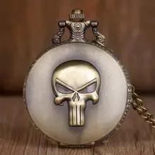 Высокое качество аниме Каратель Череп кварцевые карманные часы для мужчин и женщин антикварное ожерелье брелок часы для женщин и мужчин подарок на Рождество