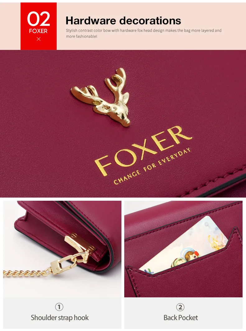 FOXER женская сумка через плечо с клапаном, Мультяшные рога, модные женские сумки через плечо, роскошная женская сумка-мессенджер, подарок ко Дню Святого Валентина