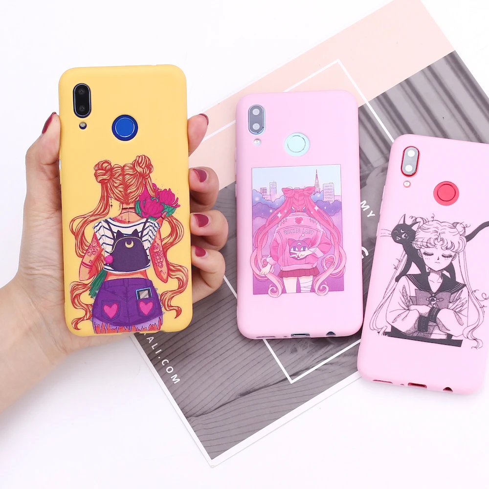 

For Xiaomi Mi Redmi Note 5 6 7 8 9 10 lite Pro Plus Harajuku Sailor Moon Summer Girl Silicone Phone Case Cover Capa Fundas