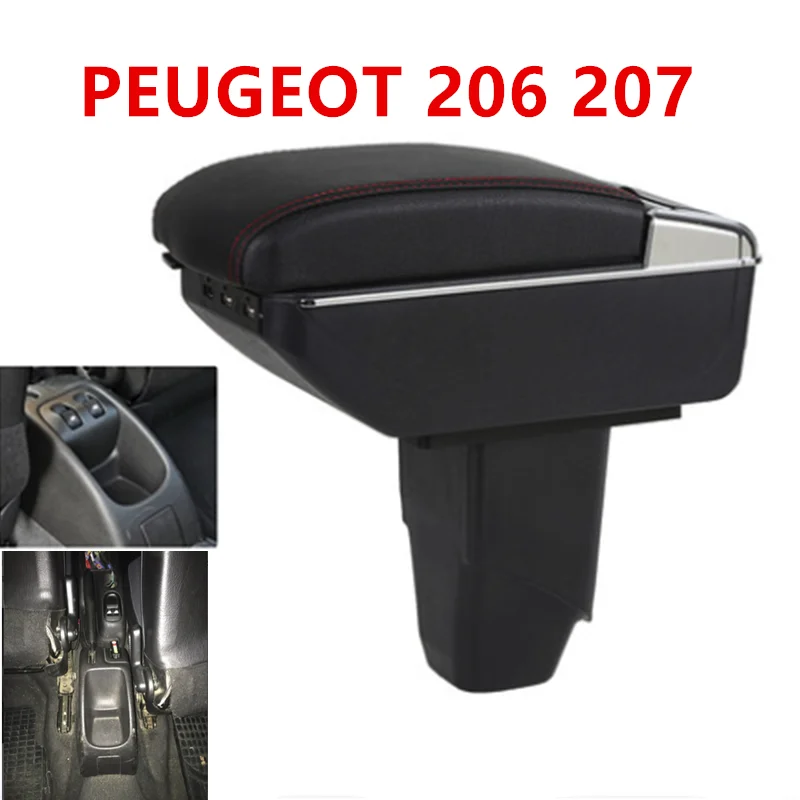 Автомобильный подлокотник для peugeot 206 206+ 207 компактный 2009-2012 центральный подлокотник из искусственной кожи центральная консоль коробка для хранения лоток чашка Хол