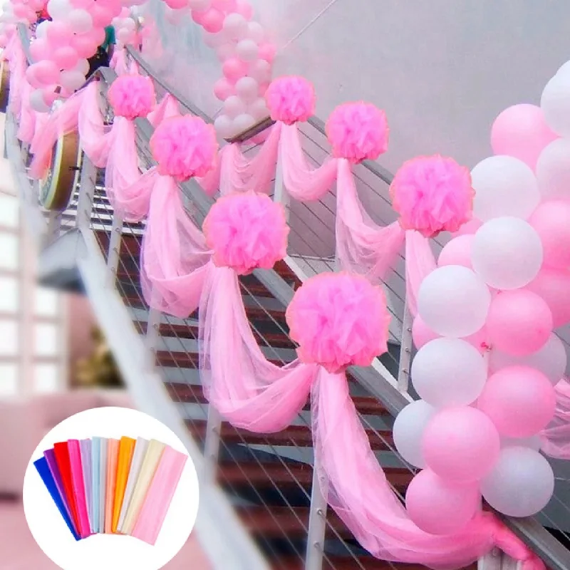 48 см x 10 м свадебное украшение из органзы ткань для стула и юбки|Украшения своими