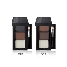 Тени для век, макияж бровей, водостойкие, 2 цвета, палитра пудры для бровей, воск с двойной концевой кистью, макияж, набор косметики
