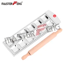 12 квадратных пельменей набор поддонов с деревянной скалкой паста резак кондитерский аксессуар для приготовления равиоли пельмень