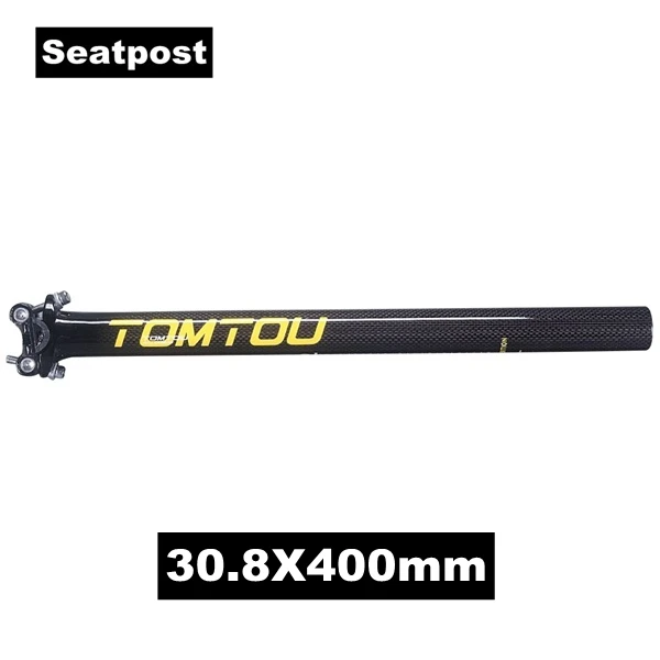 Seatpost 30.8X400mm TOMTOU углеродное волокно шоссейный велосипед Ручка Aero+ подседельный штырь+ стволовая велосипедная дорога изогнутая бар велосипед падение баров глянцевый желтый-TS8T25 - Цвет: Seatpost 30.8X400mm