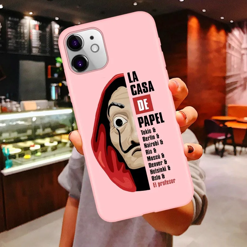 Чехол для iPhone 11 Pro Max Money Heist House Of papel для телефона iPhone 6S 6 7 8 Plus XS MAX XR x - Цвет: PINK TPU