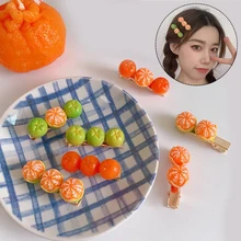 New Creative Simulation Orange Hair Clip For Women Korea Cute Hair Accessories Headband Funny Hairpin Baby Girls Barrette 1PCS