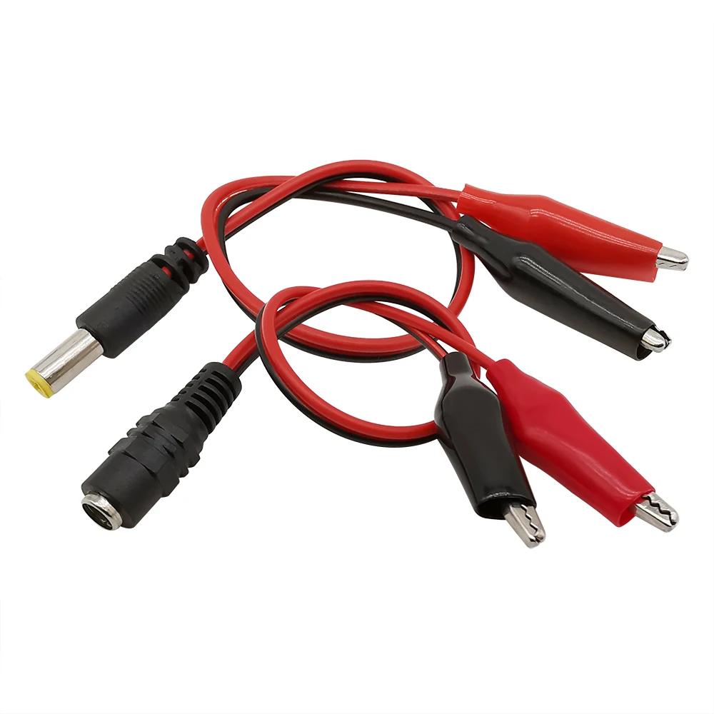 2x Alligator Clips to DC 5.5X2.1mm Male Female Power Plug Connector Adapter Crocodile Wire Cables Clip Test Leads