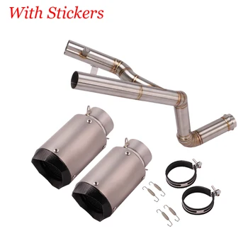Dual-outlet Motorcycle Exhaust Pipe 2 Mid Pipe Slip On 51mm Muffler DB Killer Escape Modified for 1290 Super Duke R 2014-2016 - - Racext 13