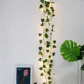 

2m 20LED Simulation Rattan Leaf Copper Wire Lights String Wedding Decoration for Home Garland Party Deco Baby Shower Home Decor