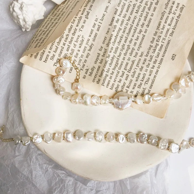 Простой стильный плоский жемчужный браслет из ракушек женская бижутерия ручной