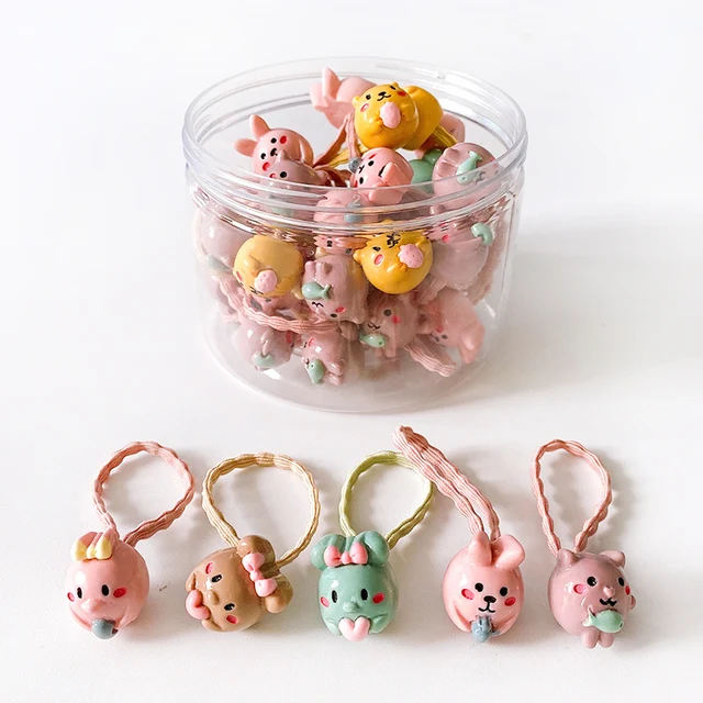 10/20/24 Pcs/Set Baby Girls Cute Cartoon Flower Scrunchies Rubber Bands Children Lovely Elastic Hair Bands Kids Hair Accessories Cartoon-18 Pcs