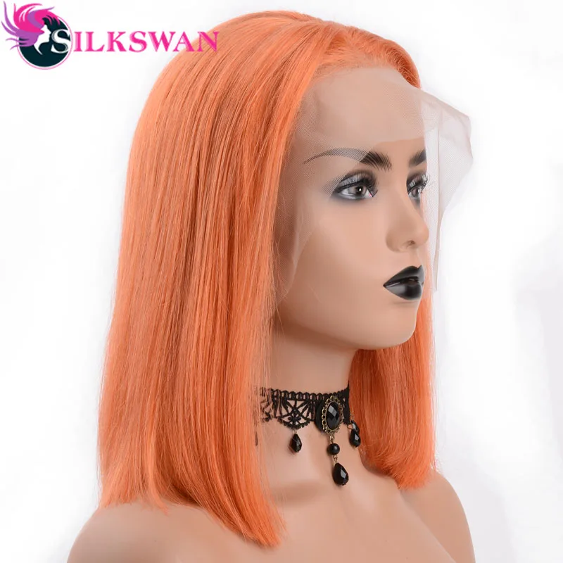 Silkswan, прямые, Омбре, цвет, 13*4, парик на кружеве, 180 плотность, бразильские волосы remy, предварительно выщипанные, Боб, парики, швейцарское кружево, средняя часть