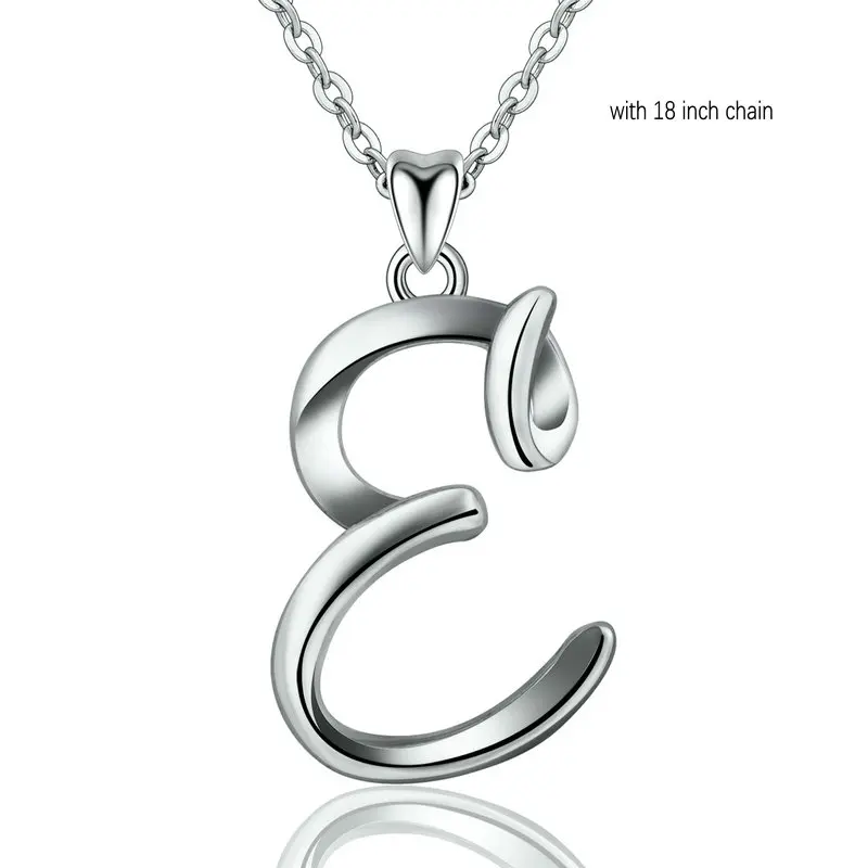 add 18 inch chain E EUDORA уникальное 925 пробы Серебряное ожерелье с подвеской в виде буквы A& B для женщин и мужчин модное персонализированное ювелирное изделие подарок для девочки CYD109 - Окраска металла: add 18 inch chain E