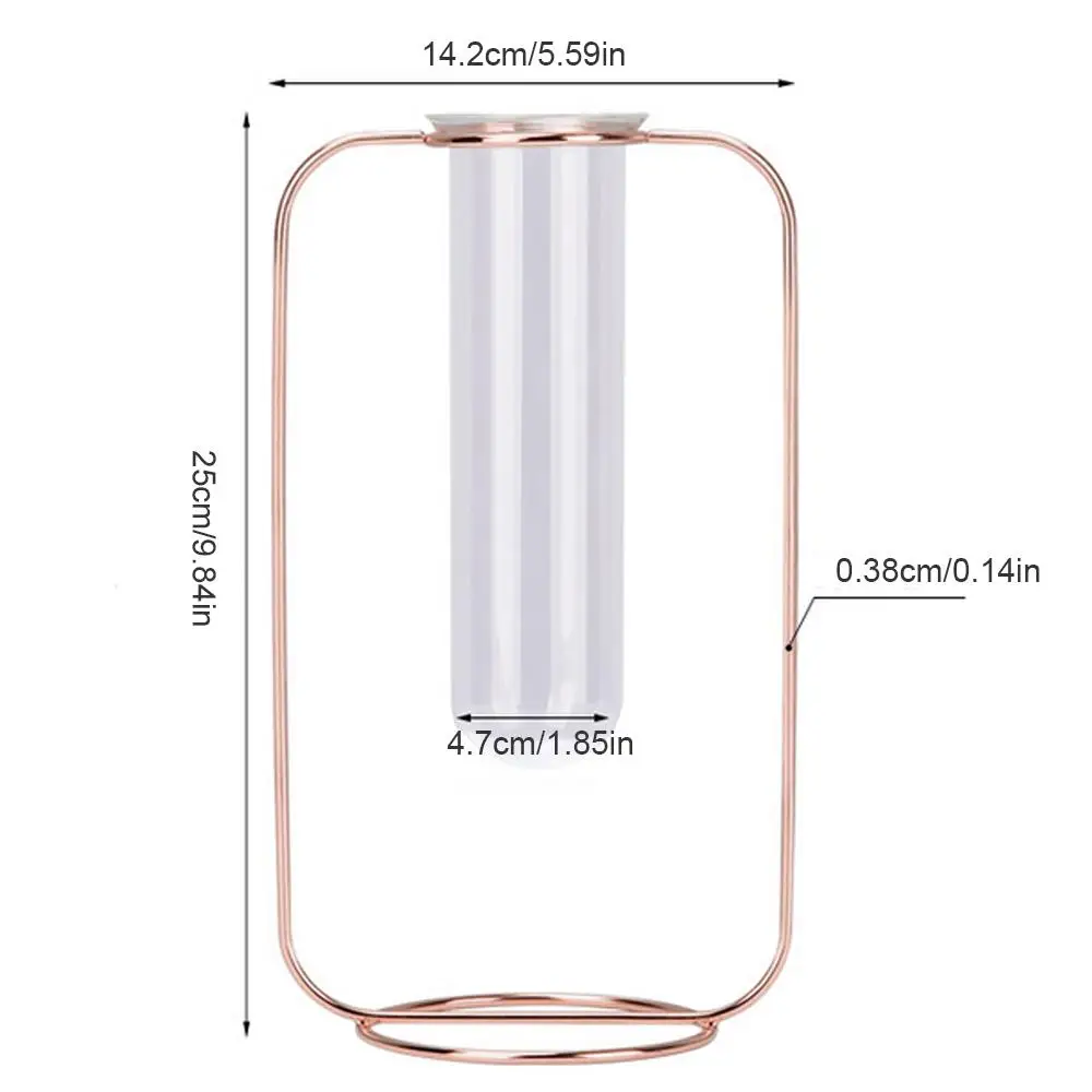 Рамка стеклянная металлическая ваза тестовая трубка ваза подвесная стеклянная трубка цветок плантатор Террариум подставка держатель растений скандинавские стили домашний декор - Цвет: Rose gold L