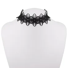 Модное готическое черное кружевное ожерелье, колье винтажный кулон в виде цветка цепочка на шею полые кружева Checker ожерелье для женщин подарок для жены