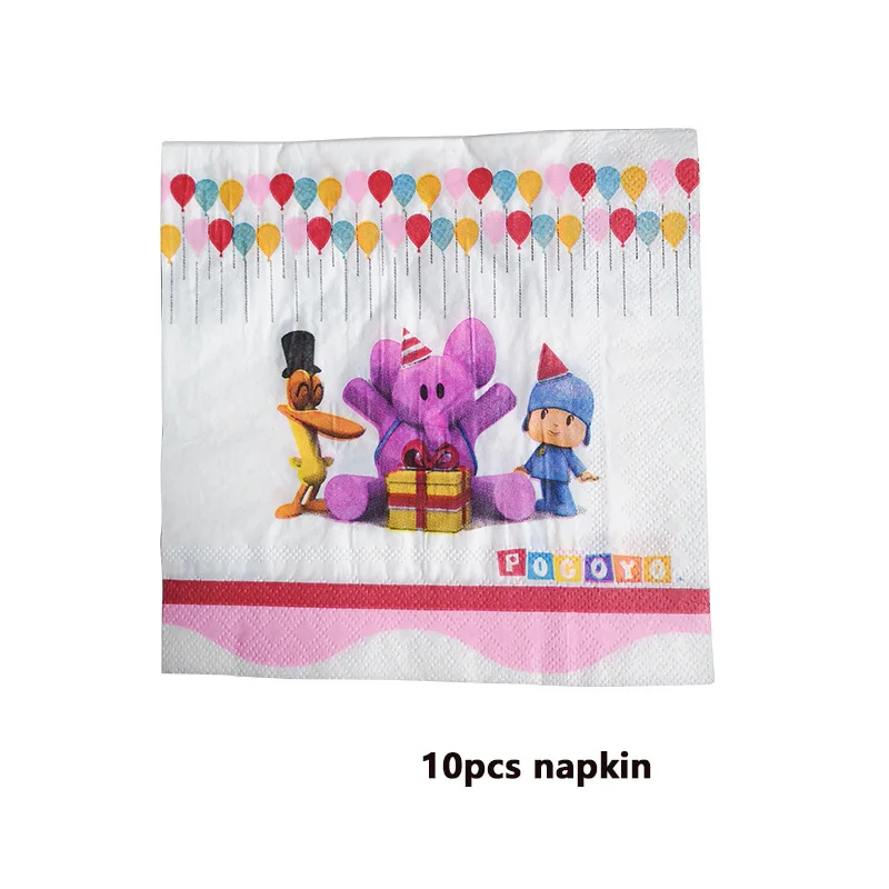 10pcs napkin Pocoyo набор посуды чашка тарелка день рождения детский душ Тема воздушный шар из фольги для вечеринок детский день мальчик Гелиевый шар игрушка - Цвет: 10pcs napkin