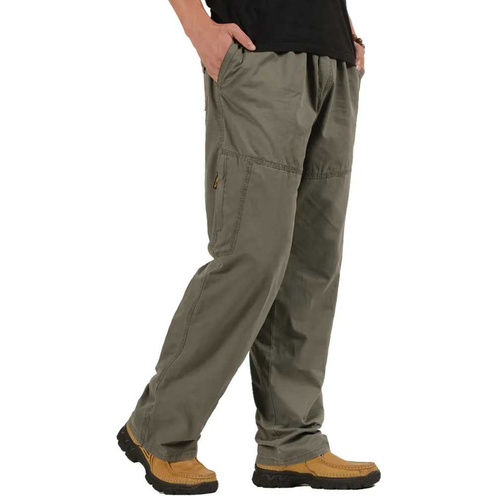 Демисезонный Для мужчин s хлопок брюки-карго Для мужчин свободные большие Размеры жир длинные брюки мужские Повседневное комбинезоны модные спецодежды брюки
