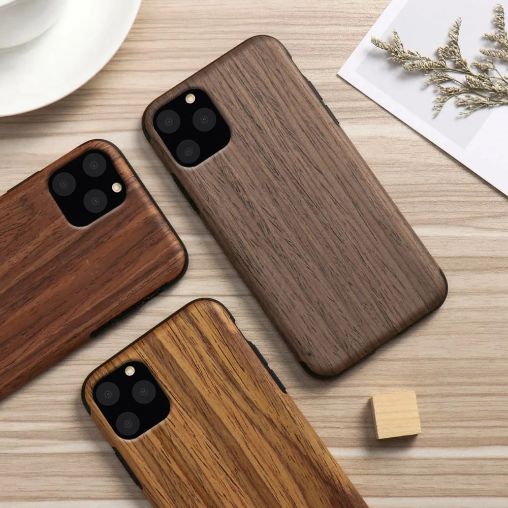 

LAPOPNUT Case for Iphone 11 Pro Xs Max Xr X 7 8 Plus 6 6s 5 5s SE Apple Wood Grain Flexible TPU Silicone Hybrid Slim Cover Coque