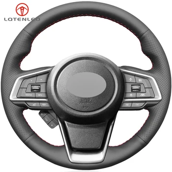

LQTENLEO Black Artificial Leather Steering Wheel Cover For Subaru Forester XV Crosstrek 2018 2019 Legacy Outback Ascent Impreza