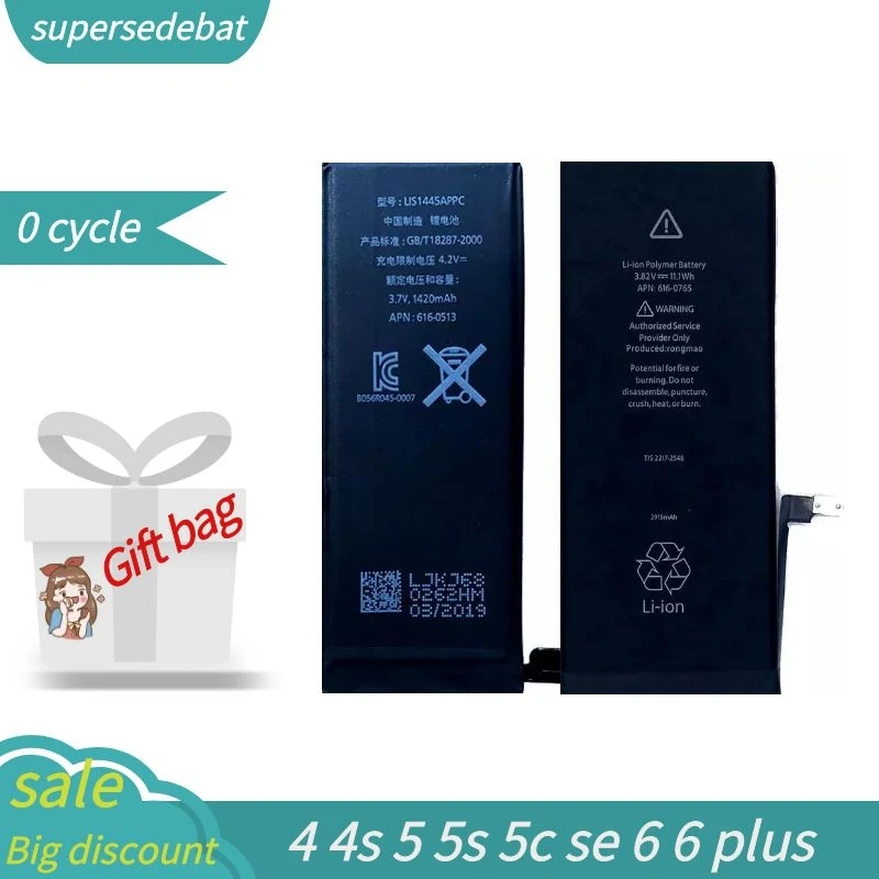 

Supersedebat The Battery for The Iphone 5s for Iphone 6 Plus Battery for Iphone 4 4s 5 5s 5c Se 6 The Phone Mobile Batteries