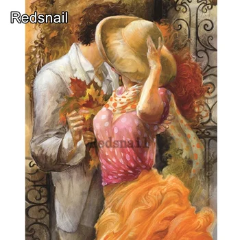 

Full SquareRound 5D DIY Diamond Painting Sweet couple Kiss Cross Stitch Diamond Embroidery Diamond Mosaic Wedding decor TT1463