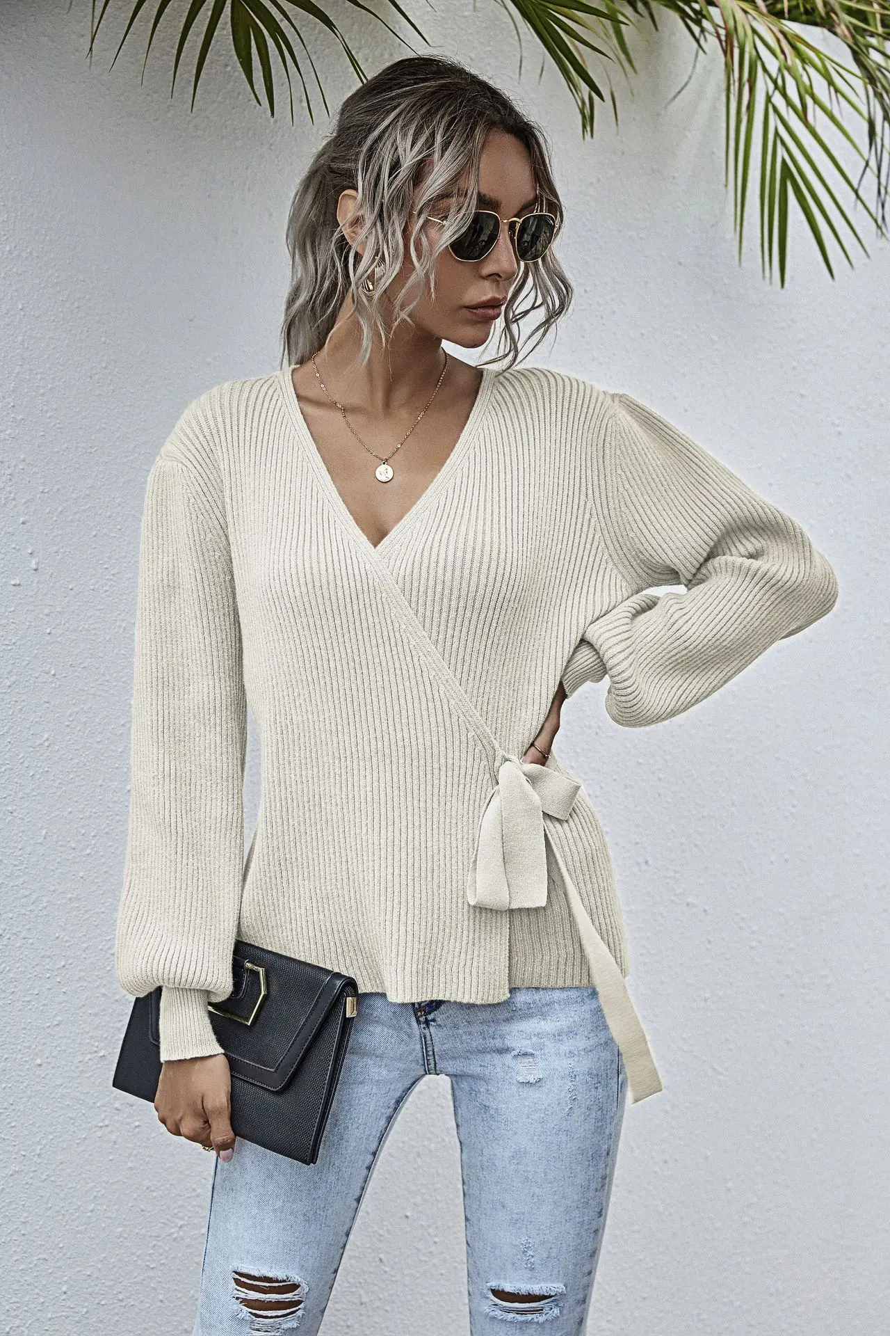 120134亚马逊爆款腰带裹胸针织衫