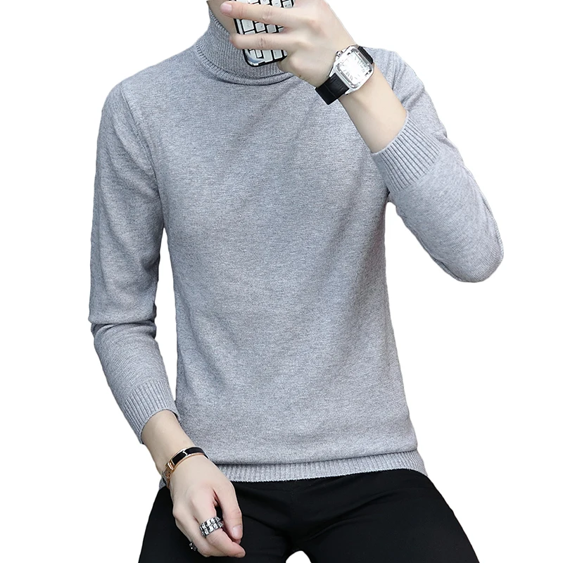

2019 New Autumn Winter Men'S Sweater Men'S Turtleneck Solid Color Casual Sweater Men's Slim Fit Brand Knitted Pullovers