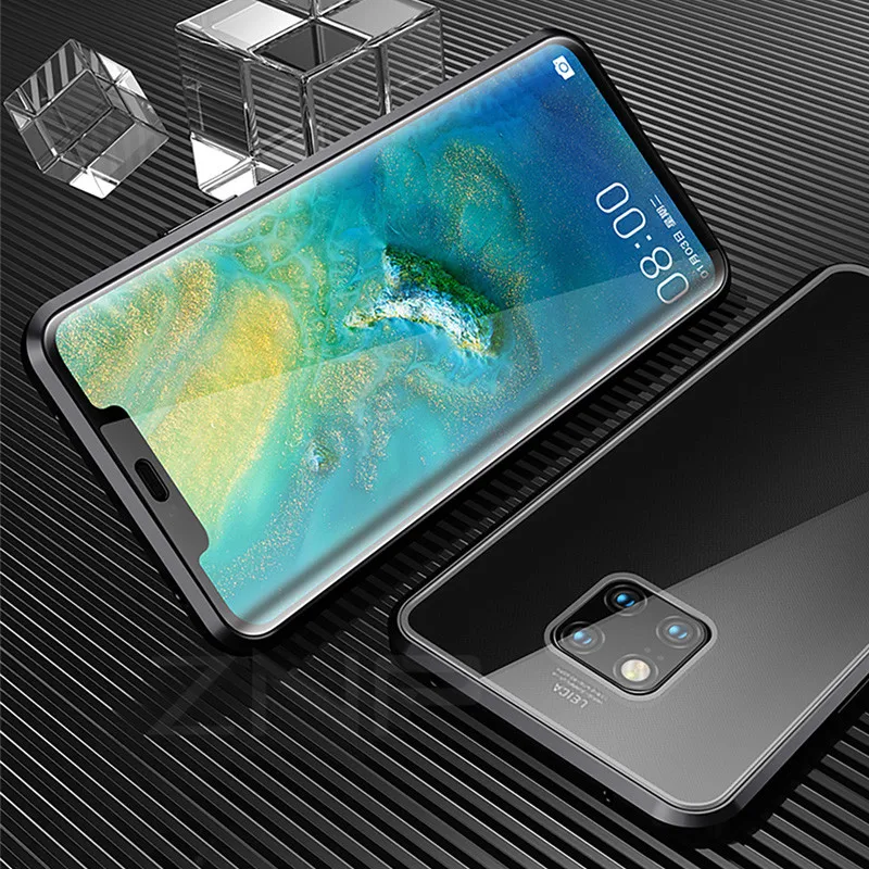 ZNP металлический магнитный чехол для телефона huawei P30 P20 Pro mate 20 10 Lite двусторонний стеклянный Магнитный чехол для Honor 10 Lite 8X чехол s - Цвет: Black