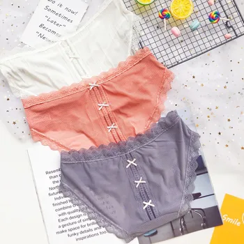 

Lingerie Female Briefs Panty Seamless Lace Sexy Girl Women's Low Waist Underwear Breathable Soft Comfort Underpants solid color