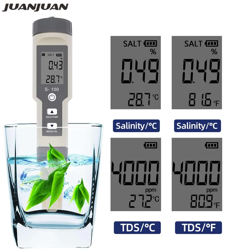 S-100 измеритель солености 3 в 1 темп SAL TDS метр водонепроницаемый соленый датчик качества воды измерительный инструмент 40