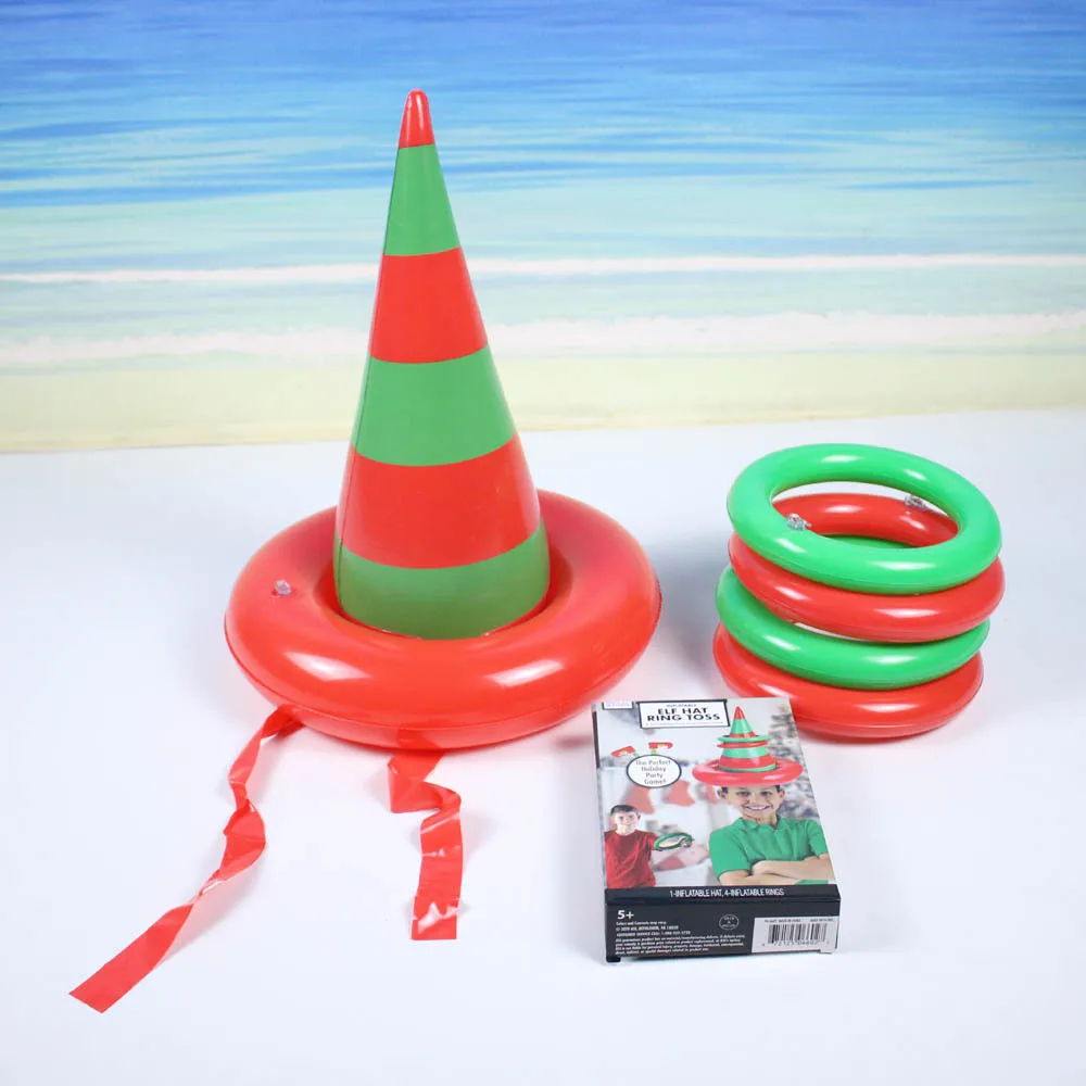 D-надувной Санта Забавный оленьи рога кольцо для шляпы Toss Рождество праздник партии игры поставки игрушки Рождественский подарок