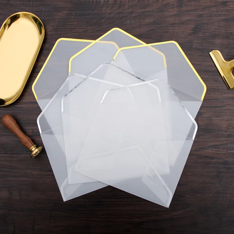  50Pcs / Set of Hot Stamping Paper Envelopes Transparent Paper Envelopes Wedding Invitation Annivers - 4000529647482
