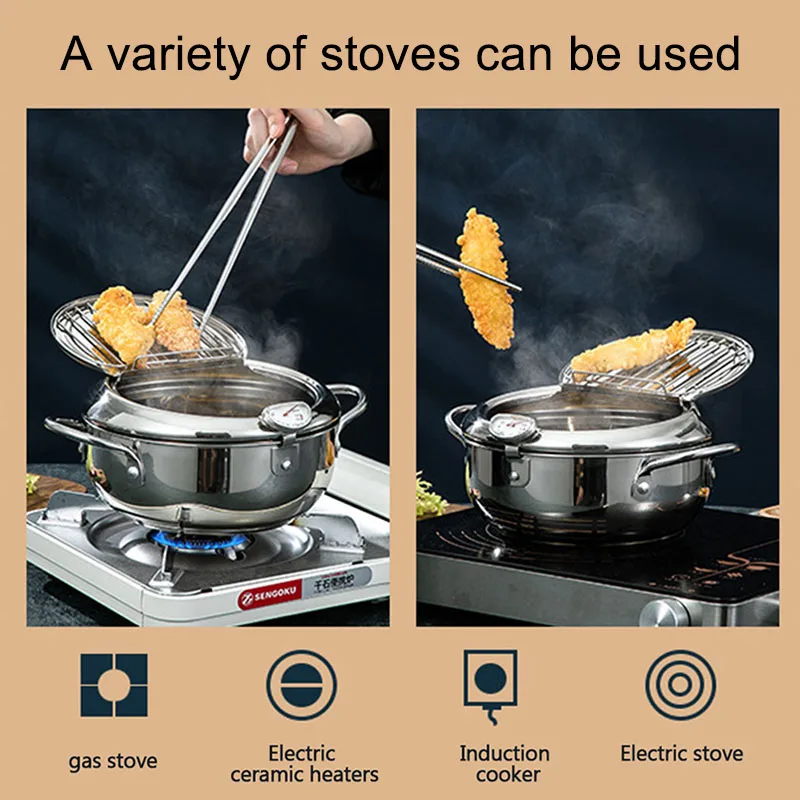 Japanese-style tempura fryer household small fryer oil-saving pot mini special temperature-controlled deep frying oil small pot 5