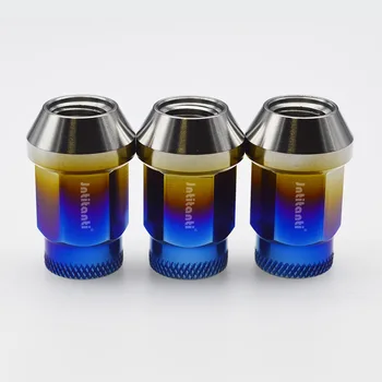 

M12*1.5*35 Blue lightweight Gr5 titanium wheel lug nut with knurled open end