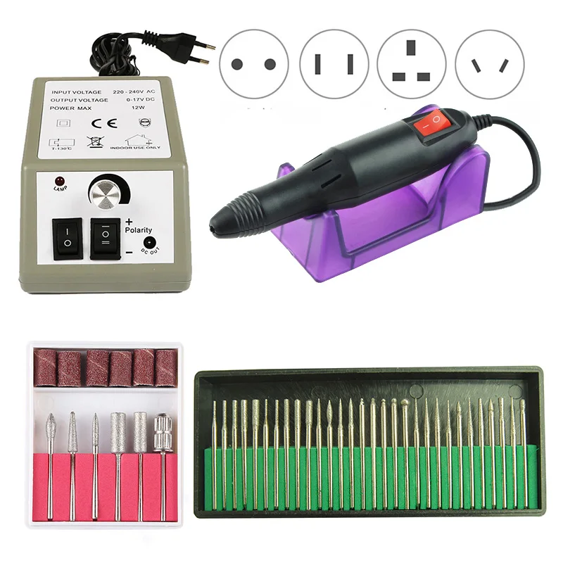 35000/20000 RPM Electric Nail Drill Machine Set Mill Cutter Left Hand Bits for Manicure Pedicure Gel Cuticle Strong Rotary File - Цвет: 20000 set 2