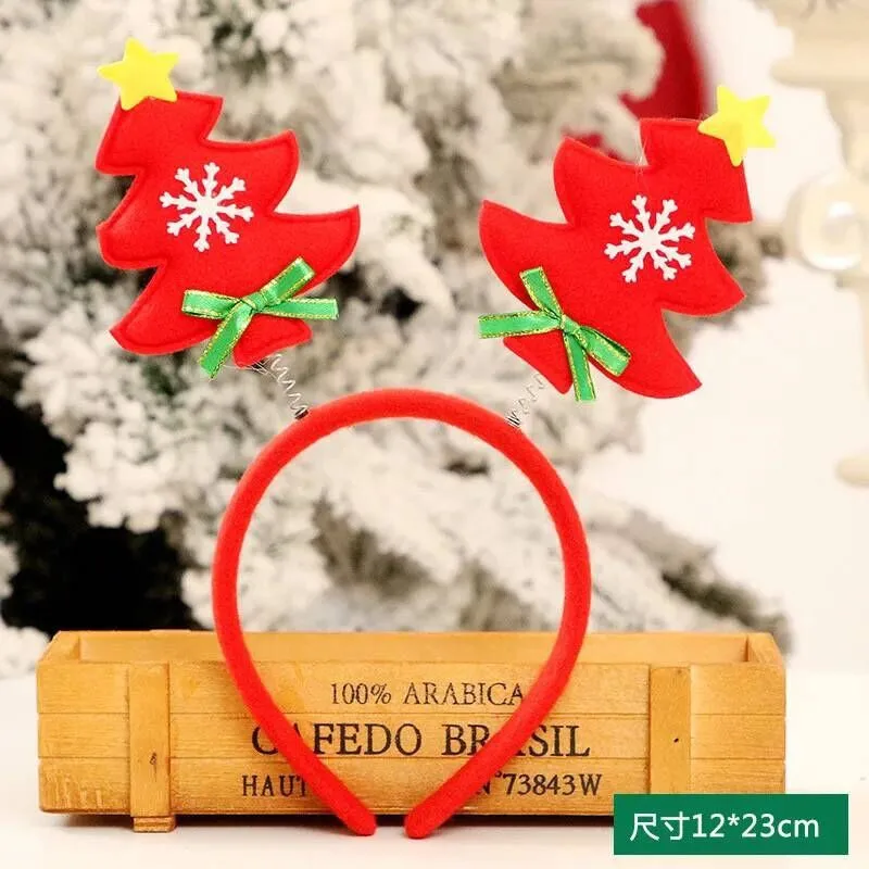 Рождественская повязка на голову эльф с Санта-Клаусом и оленем снеговик детский головной убор для взрослых Рождественские украшения Noel Декор Navidad год подарки для детей - Цвет: style5-17-red tree
