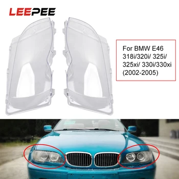 

LEEPEE Car Headlight Cover Clear Transparent Head Light Lens Shell For BMW E46 318i/320i/ 325i/ 325xi/ 330i/330xi (2002-2006)