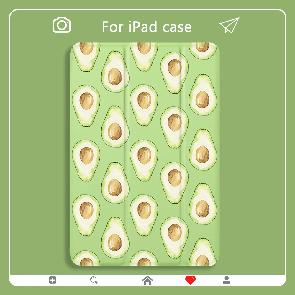 

Avocado Case for ipad Mini 2 3 4 5 PU Leather All Model Simple Pattern Designer Cover Back Cases For Air 2 3 12.9 inch pro 2020