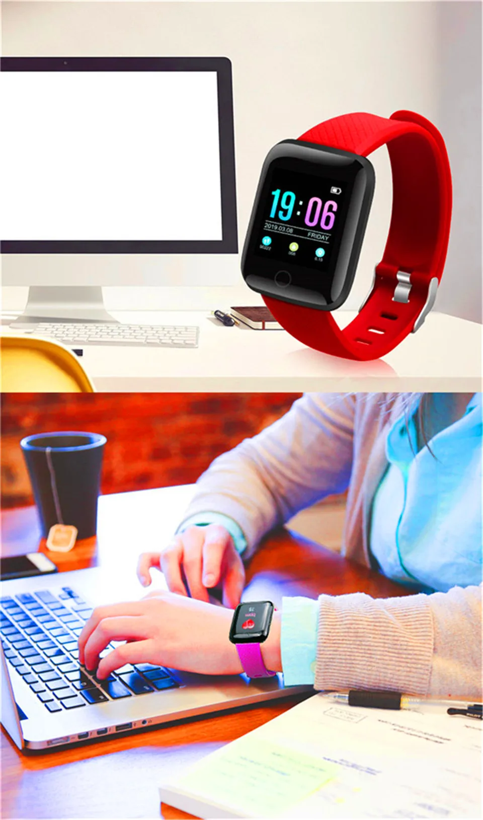 21-130435 Smart Wristband Heart Rate Monitor Smart Fitness Bracelet Blood Pressure Waterproof IP67 Fitness Tracker Watch For Women Men