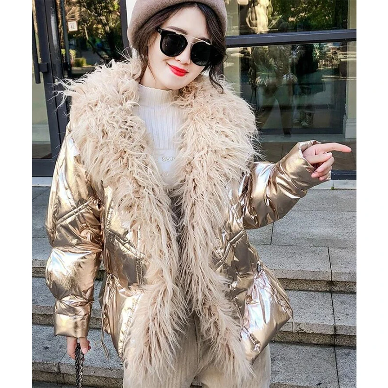 Photo Color 2 Зимняя женская куртка новое яркое пальто хлопковое женское короткое пуховое хлопковое стеганое хлопковое пальто с большим воротником AA-531 - Цвет: Photo Color 2