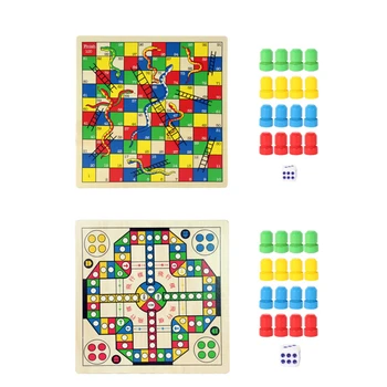 

1Set 2 In 1 Classic Snake Flying Wooden Chess Magnetic Maze Board Game Children Kids Educational Toy Gifts