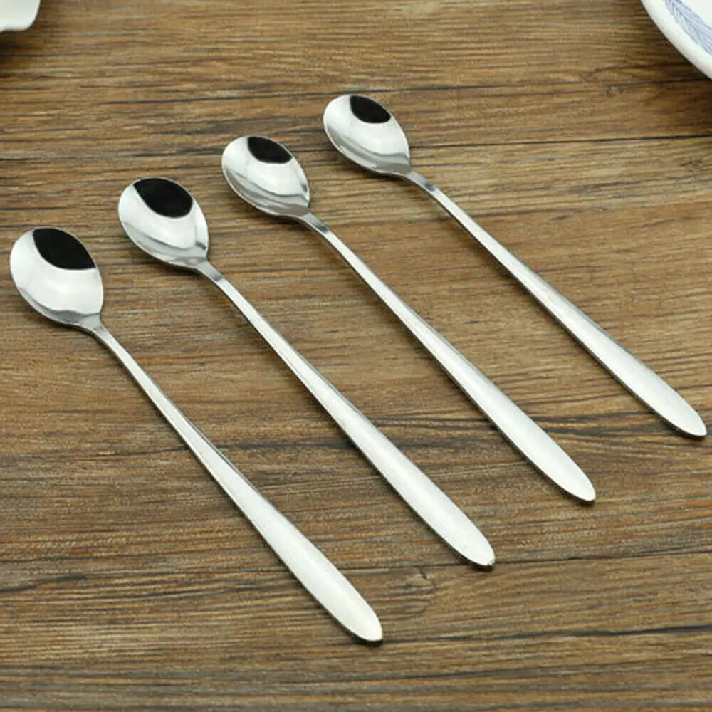 

5pcs Handle Kitchen Tools Food Dessert Drinking Coffee Spoons Stainless Steel Tableware