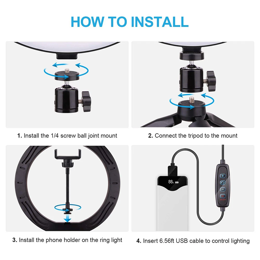 26 см/10 дюймов кольцевой светильник для камеры, кольцевой светильник, подставка для сотового телефона, держатель для прямого эфира/макияжа/youtube видео/фотографии