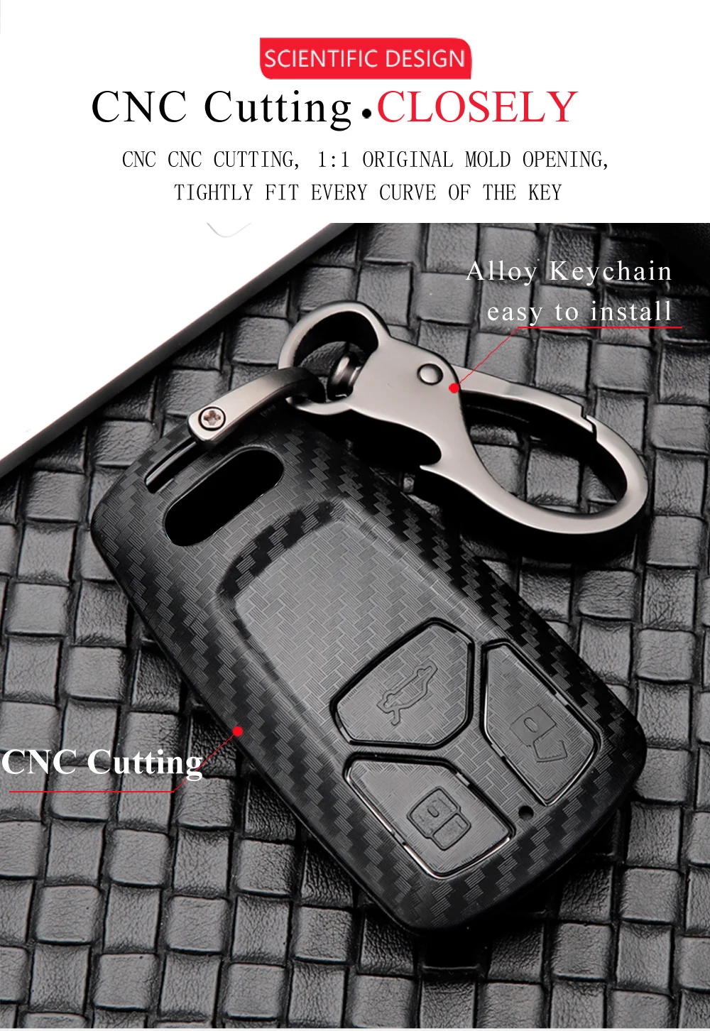 Keyforkess Car styling per Audi A6 RS4 S5 A3 Q3 Q5 S3 A4 Q7 A5 TT 2018 Car Key Bag Cover ABS decorazione custodia protettiva - H3a957a5942764f7490ebeac706cf7aedh